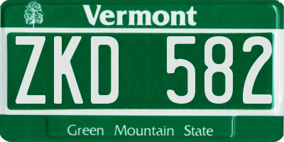 VT license plate ZKD582