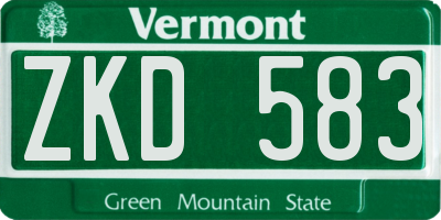 VT license plate ZKD583