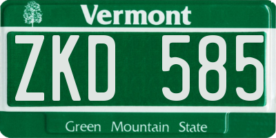 VT license plate ZKD585