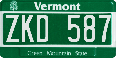 VT license plate ZKD587
