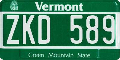 VT license plate ZKD589