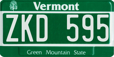 VT license plate ZKD595