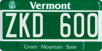 VT license plate ZKD600
