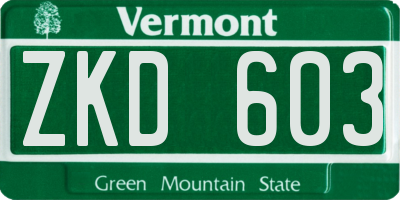 VT license plate ZKD603
