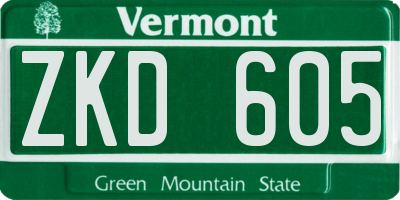 VT license plate ZKD605