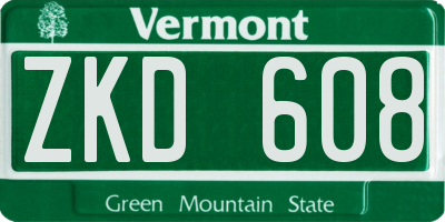 VT license plate ZKD608