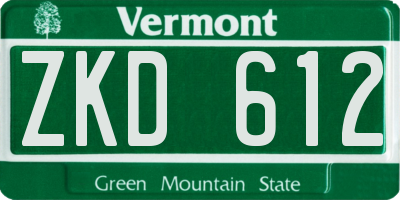 VT license plate ZKD612