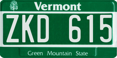 VT license plate ZKD615
