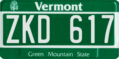 VT license plate ZKD617