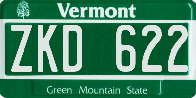VT license plate ZKD622