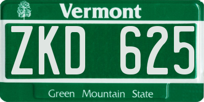 VT license plate ZKD625