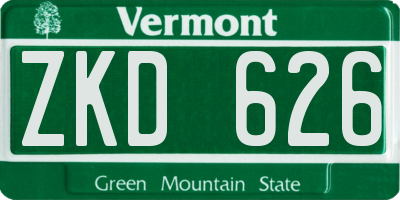 VT license plate ZKD626