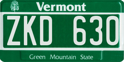 VT license plate ZKD630