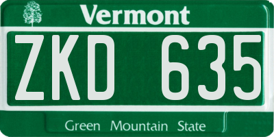 VT license plate ZKD635