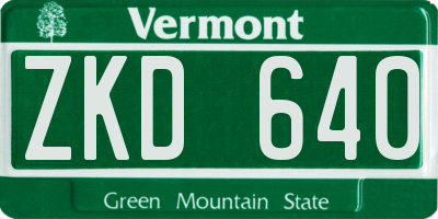 VT license plate ZKD640