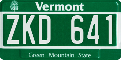 VT license plate ZKD641