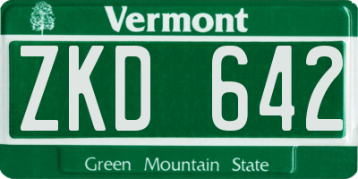 VT license plate ZKD642