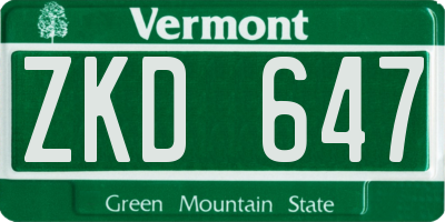 VT license plate ZKD647