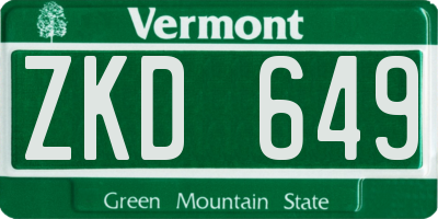 VT license plate ZKD649