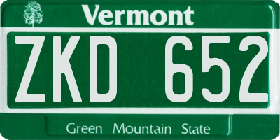 VT license plate ZKD652