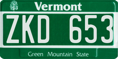 VT license plate ZKD653