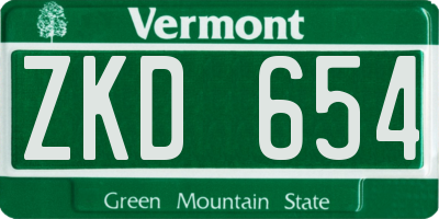 VT license plate ZKD654