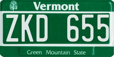 VT license plate ZKD655
