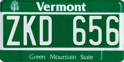 VT license plate ZKD656