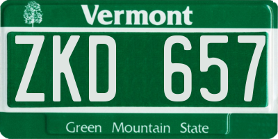 VT license plate ZKD657