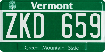 VT license plate ZKD659