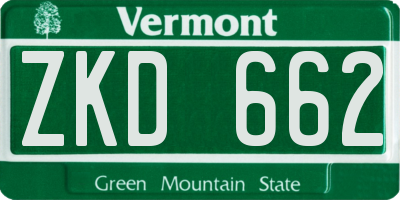 VT license plate ZKD662