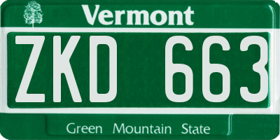 VT license plate ZKD663