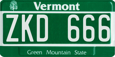 VT license plate ZKD666