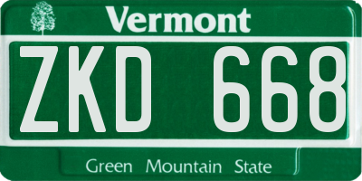 VT license plate ZKD668