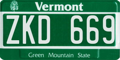 VT license plate ZKD669