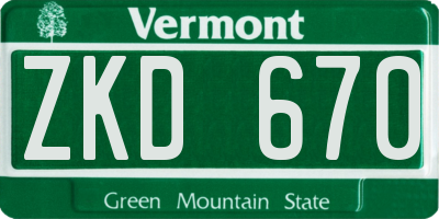 VT license plate ZKD670