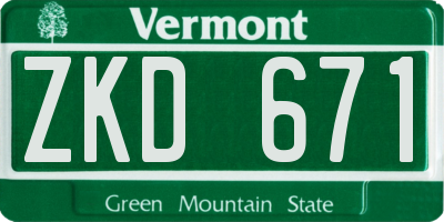 VT license plate ZKD671