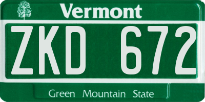 VT license plate ZKD672