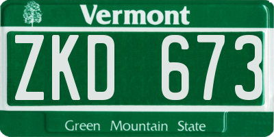 VT license plate ZKD673