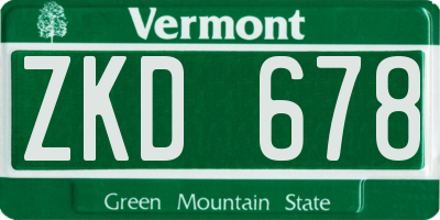 VT license plate ZKD678