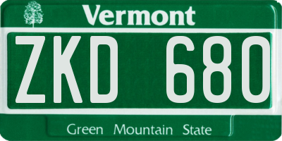 VT license plate ZKD680