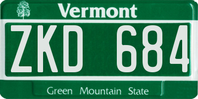 VT license plate ZKD684
