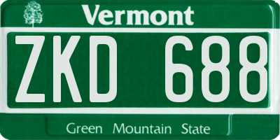 VT license plate ZKD688