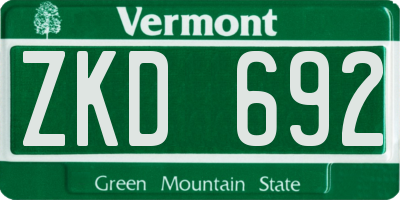 VT license plate ZKD692