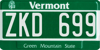 VT license plate ZKD699