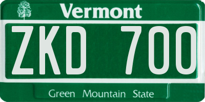 VT license plate ZKD700
