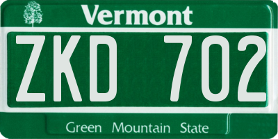 VT license plate ZKD702