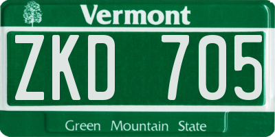 VT license plate ZKD705