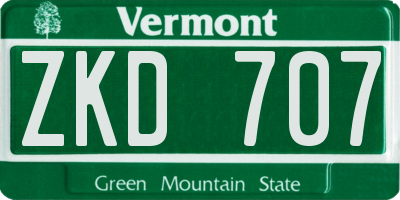 VT license plate ZKD707