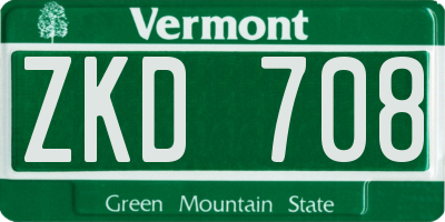 VT license plate ZKD708